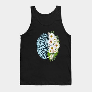 Blue Brain and daisies, Positivity, creativity, right hemisphere brain, health, Mental Tank Top